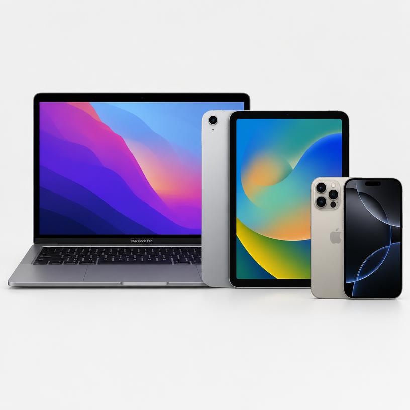 Equipos Apple sobre fondo neutro
