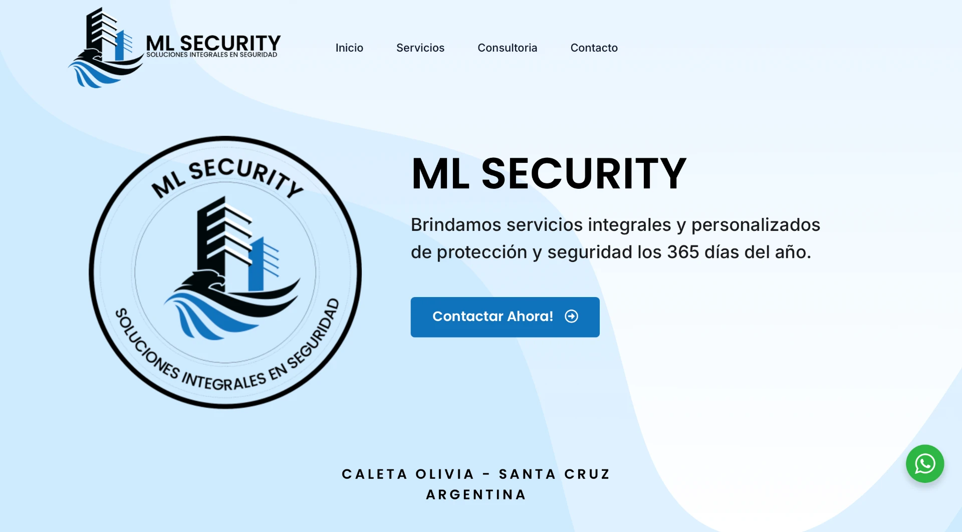 Captura real del sitio web de ML Security
