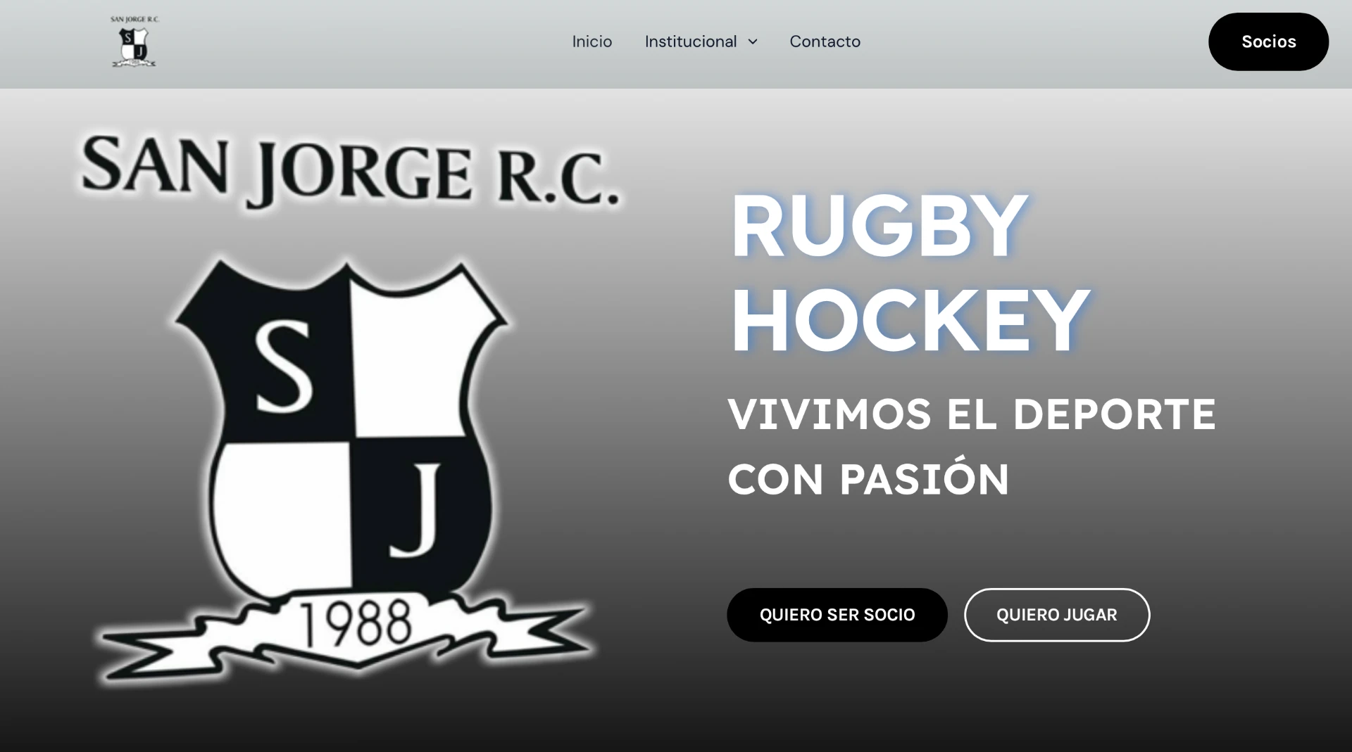 Captura real del sitio web de San Jorge Rugby Club